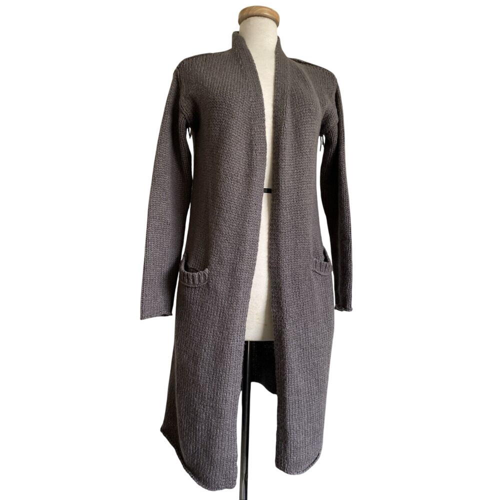 Velvet by Graham and Spencer Mocha Shoulder Fringe Long Cardigan S